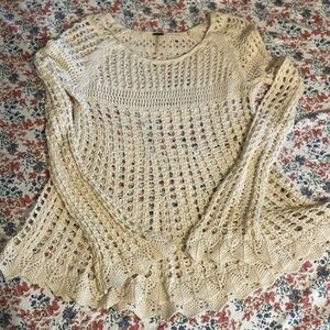 Free People Annabelle Boho Style Crochet Sweater sz Small